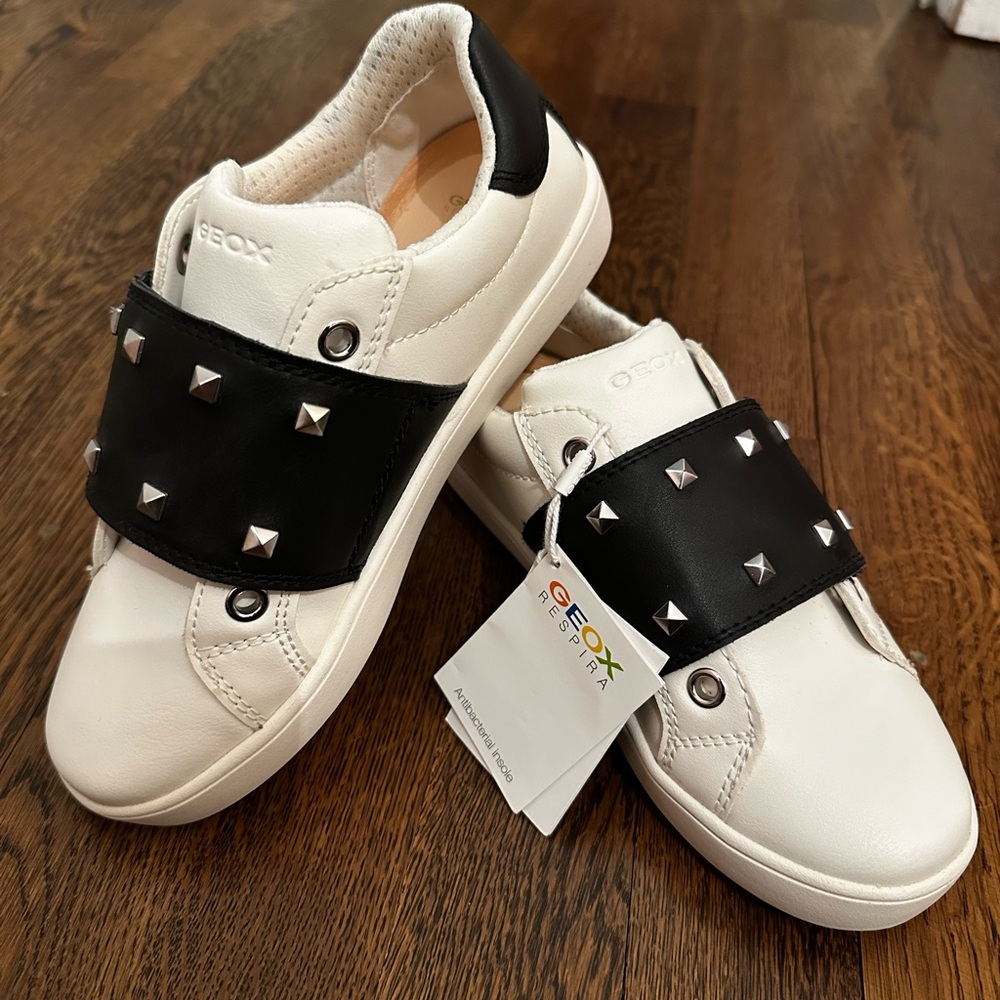 Geox Kids' Black and White Studded Sneakers